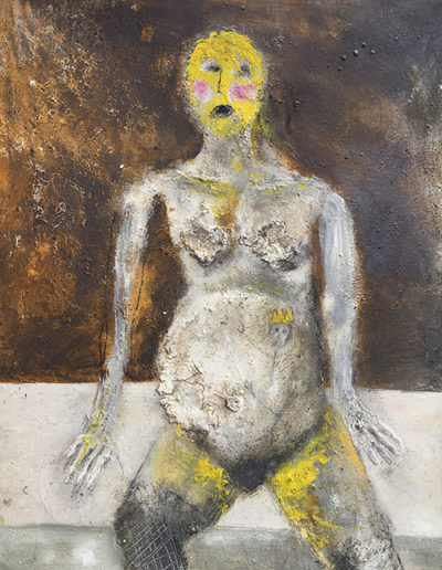 Mère femme enceinte de Caïn et Abel acrylique sur toile série Monstres