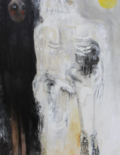 Memento Mori corps mort qui s'embrassent acrylique;ique sur toile série Monstres