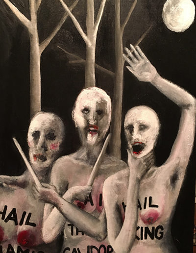 3 sorcières Macbeth Femen exposition Our songs were spells théâtre Étoile du Nord Estrarre