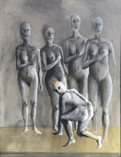 Macbeth et les Lords acrylique sur toile exposition Our songs were spells thé^stre Étoile du Nord spectacle Ensemble théâtral Estrarre