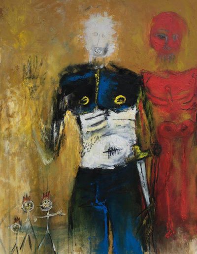 Ancêtres série Monstres guerrier et spectre rouge acrylique sur toile